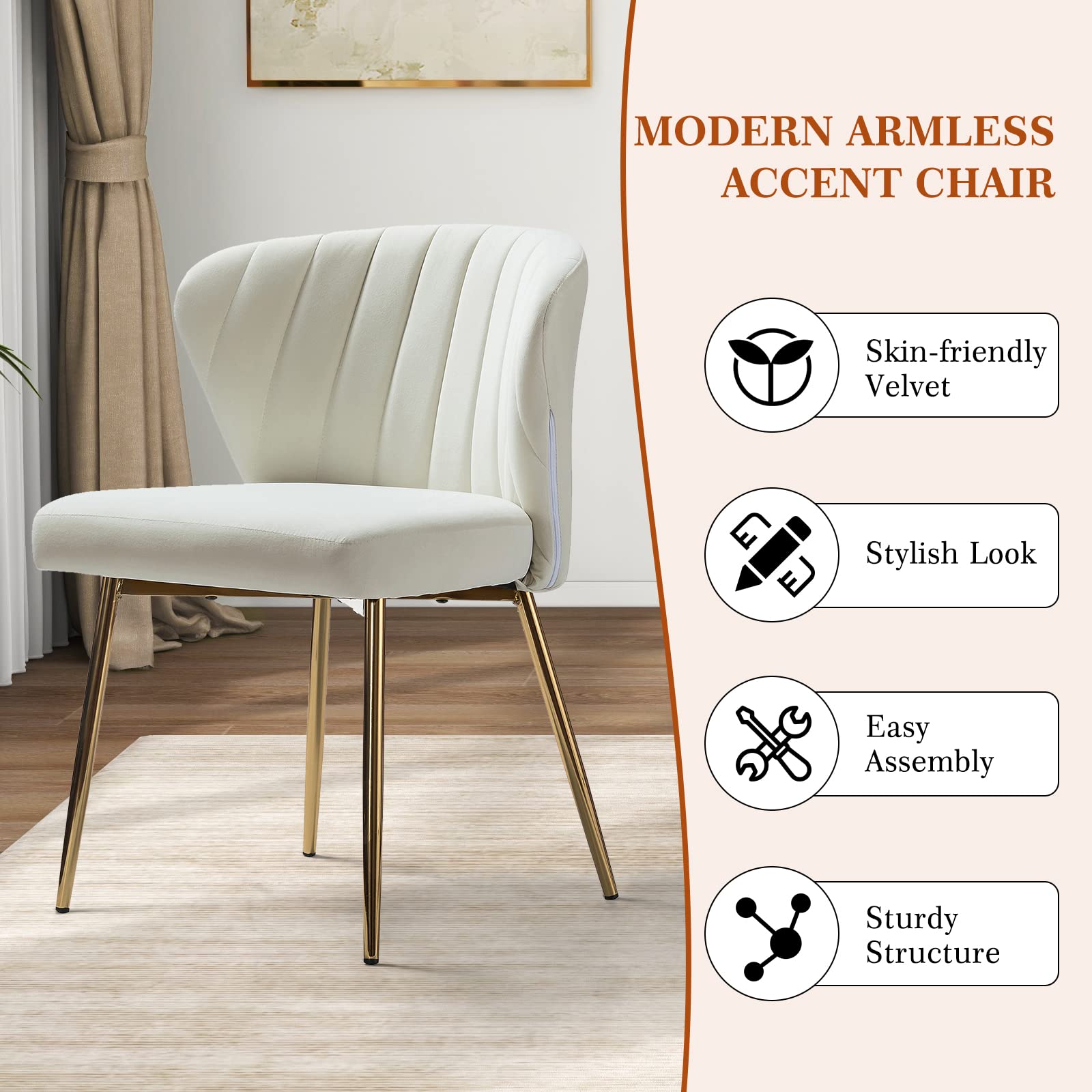 Amazon.com - HULALA HOME Velvet Dining Chair, Cute Armless Accent